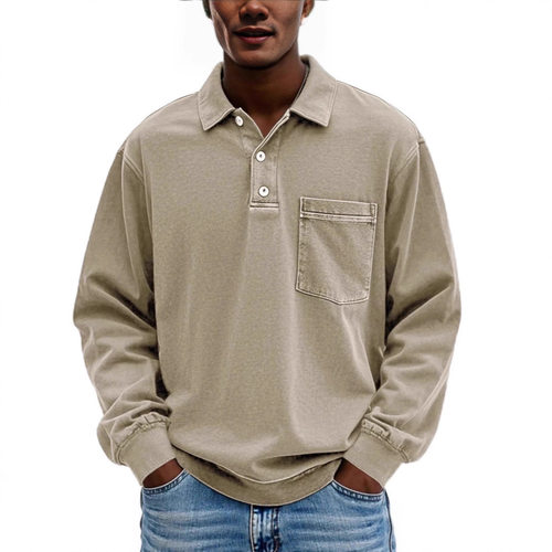 2026 Men's Casual All-match Simple Loose Button-up Turtlenec