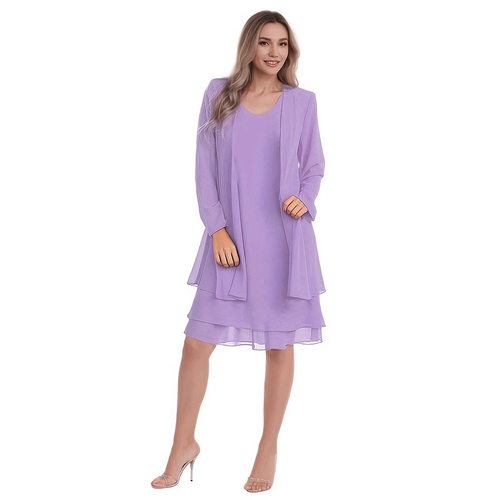 2026 Women’s Chiffon Patchwork Plus-size Midi Two-piece Set