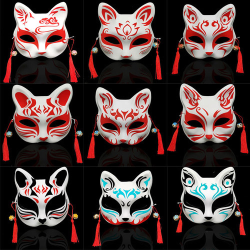 Foxes Mask Japanese Cosplay Rave Hand-Painted Anime Demon Sl