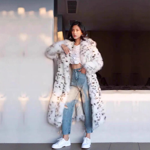 Ready Stock White Leopard Print Fur Coat Artificial Fur Long