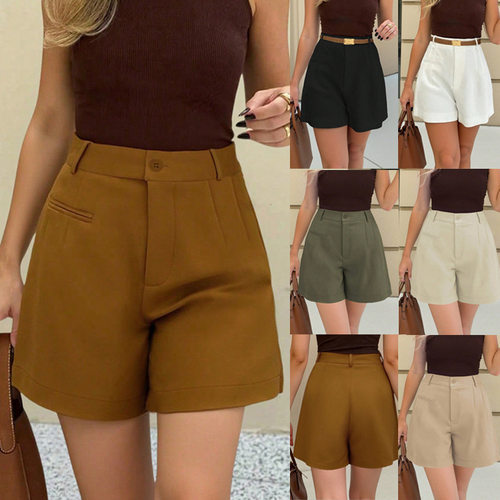 2026 Fashionable Casual High-waisted Loose Solid-color Strai