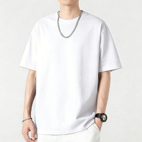 Daily Outdoor Round Neck Loose All-match Men's Solid lor Sho