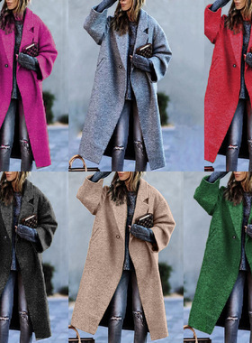 Long Woolen at lor Temperament mmuting Beltless Lapel Loose