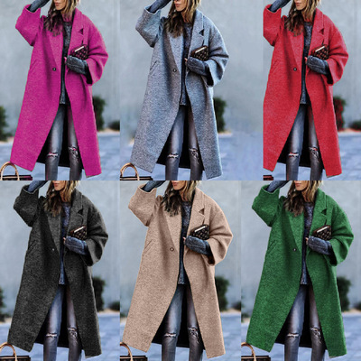 Long Woolen at lor Temperament mmuting Beltless Lapel Loose