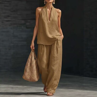 2026 Style Sleeveless Loose Shoulder Suit Women's Casual Wid