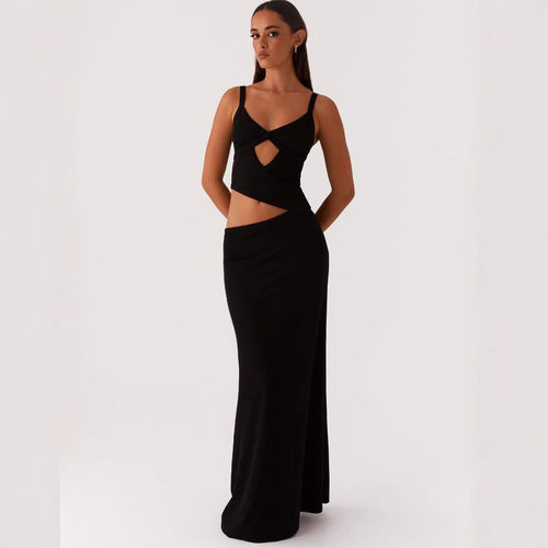 Sexy Women's Sling Strap Deep V-neck Hollow Irregular Stitch