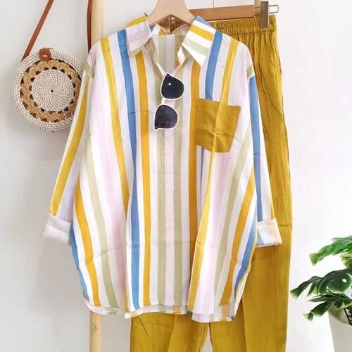 2025 Fashion Loose, Slim And mforle Casual Striped Suit For