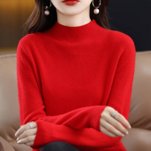 Mid-collar Women's Pullover Sweater Inner Layer\\short-sleev
