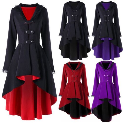 Ready Stock Tuxedo Retro Long Jacket Irregular Hem Skirt Per