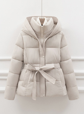 2026 Waist Slimming Slim Hooded Lace Warm Jacket Korean Vers