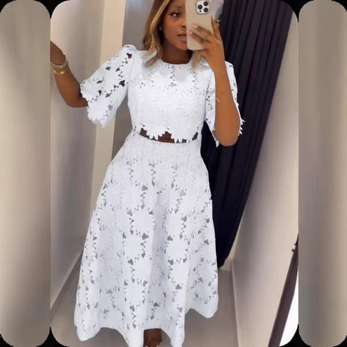 Women's French Design Hollow Fashion Casual Suit Women's Two