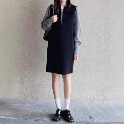 Ready Stock Double-sided Nylon Vest Dress For Women, Warm V-