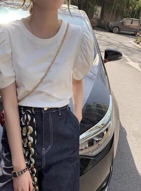 Women's Short-sleeved T-shirt Puff Sleeve Lantern Sleeve Kor