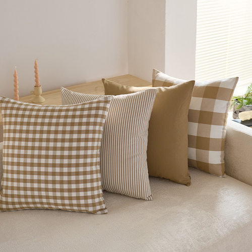 tton Linen Style Plaid Cushion ver Living Room Sofa  ver Bed