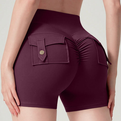Sports Yoga Fitness Cargo Shorts Women's High Waist Hip Lift