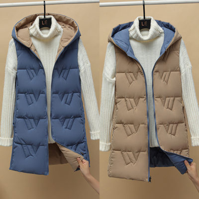 2024 Reversible Vest Women's Mid-length Vest Korean Style Do