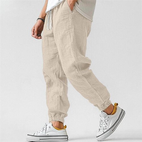 2026 Station Y2 Men's tton And Linen Elastic Waist Straight