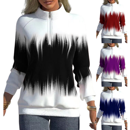 Women’s Store Gradient-printed Half-high Neck With A Zip At