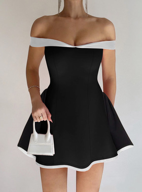 Women's 2026 ntrast lor Design Sexy Tube Top Slim Fit Ruffle
