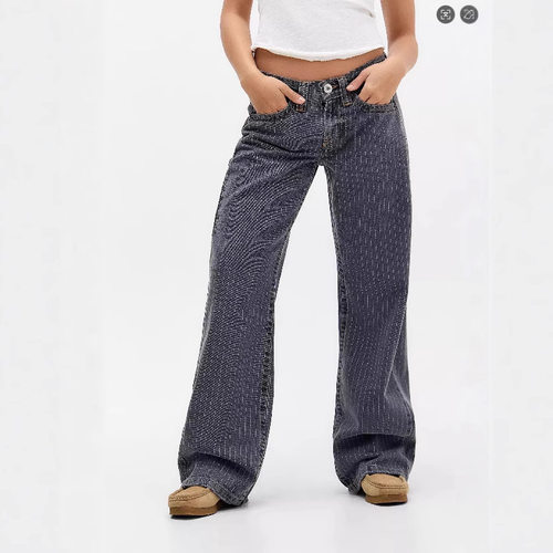 Women's Striped Loose Retro Straight Pants Casual Big Feet N