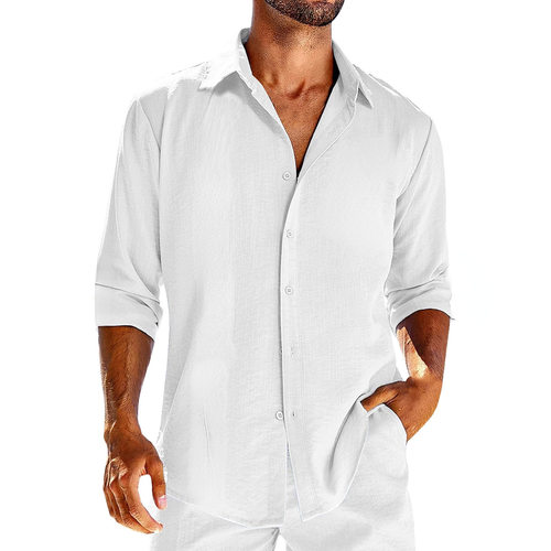 Hot Selling Men's Linen Solid lor Casual tton Linen Casual L