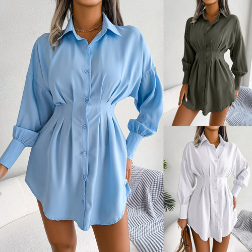 Women's Casual Lantern Sleeve Tight Waist Asymmetrical Skirt