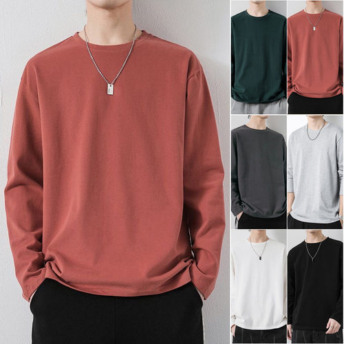 Men's Crewneck T-shirt Ins Loose All-match Clothing For Plum