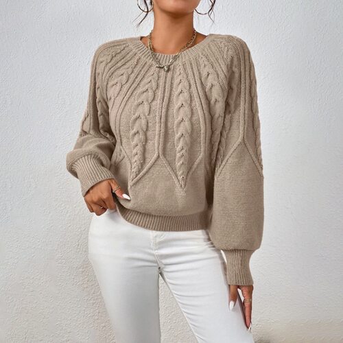 Fashion Pullover Round Neck Knitted Women's Twist Thread Sol