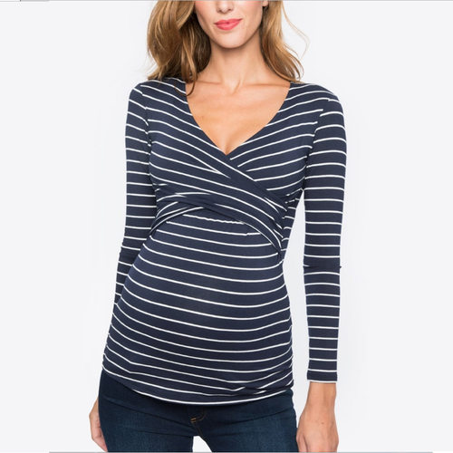 Spot Source V-neck Striped Pregnant Women's Monthly Nursing