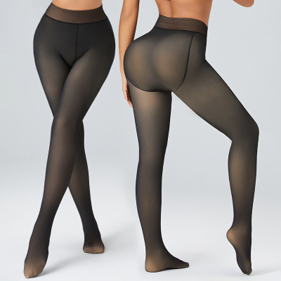 Xl Plus Velvet Thickened Translucent Leggings For Women Fake