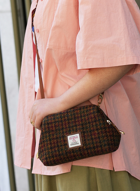 Harris tweed哈里斯粗花呢轻便出行拉链口金包迷你斜挎包手机小包