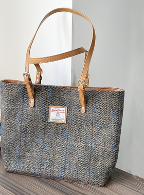 Harris tweed秋冬新款羊毛呢托特包高级感大容量包百搭通勤单肩包