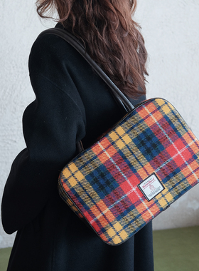 Harris tweed哈里斯粗花呢公文包经典保龄球包单肩手提包腋下包包