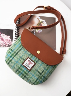 harris tweed粗花呢斜挎包单肩小包可爱手机口红包小众通勤豆腐包
