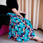 liberty塔纳棉印花蛋糕裙宽松高级感a字中长裙法式 气质显瘦半身裙