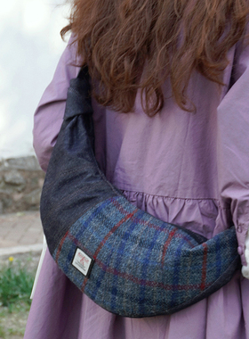 harris tweed哈里斯粗花呢牛角包复古小众慵懒风包包高级感斜挎包