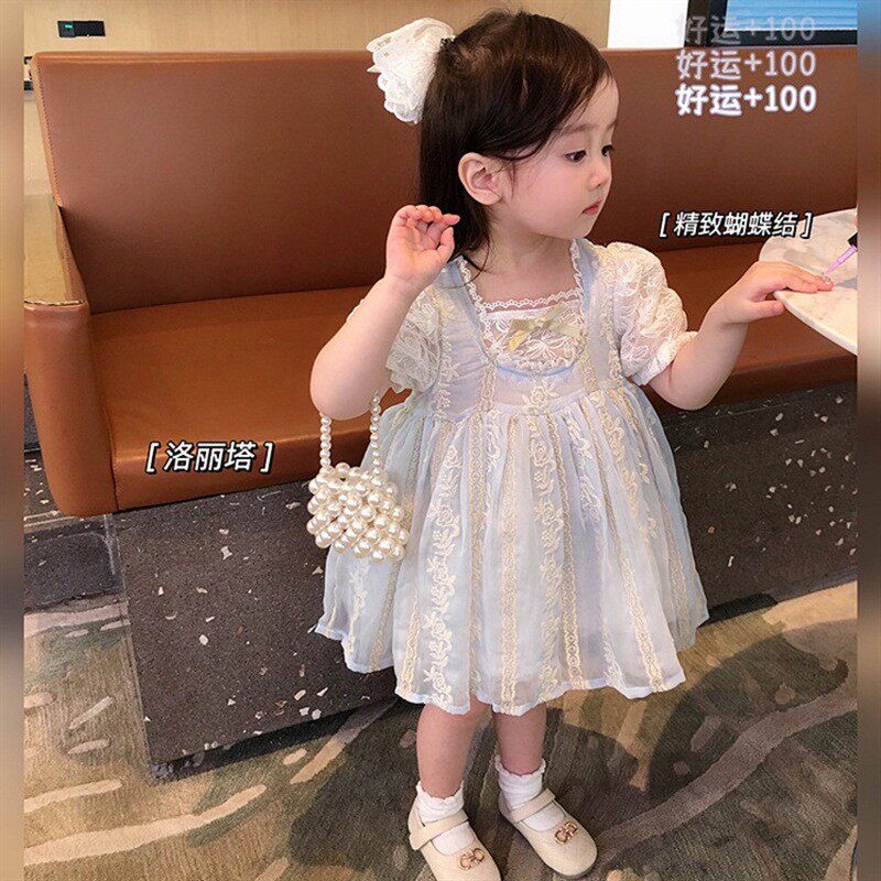 赤ちゃんの王女のスカートの21新型の夏の洋風の子供の1歳の誕生日の礼服のlolitaの女の子のワンピース