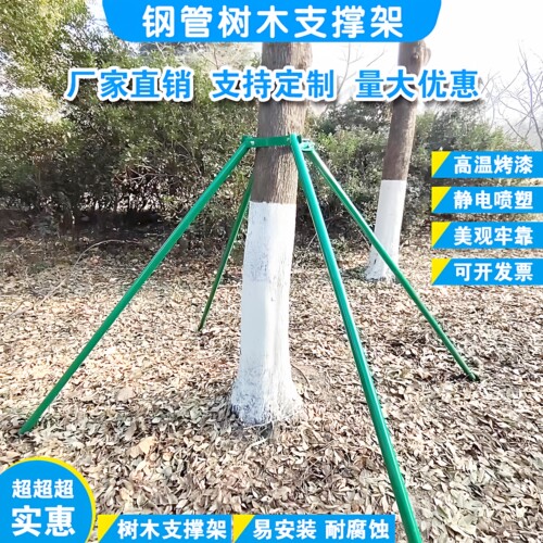 树木支撑架镀锌钢管绿化园艺支撑杆金属大杆防风固定器抱箍烤漆色
