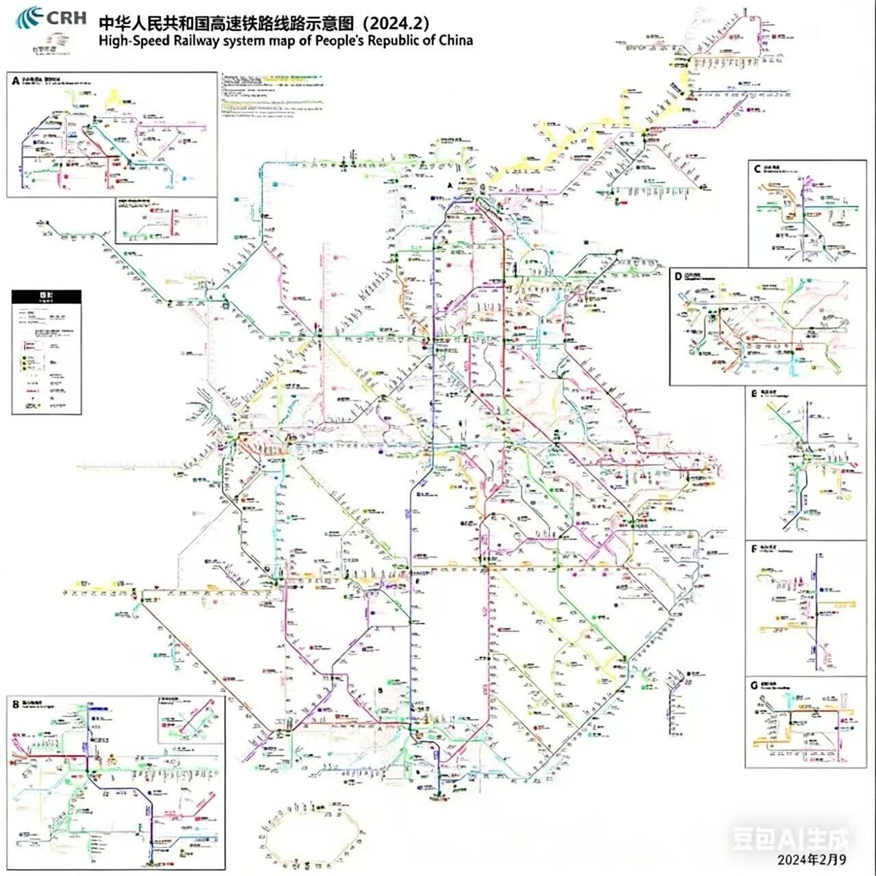 中国高速铁路高铁运营路线地图高清大尺寸电子版文件设计素材图