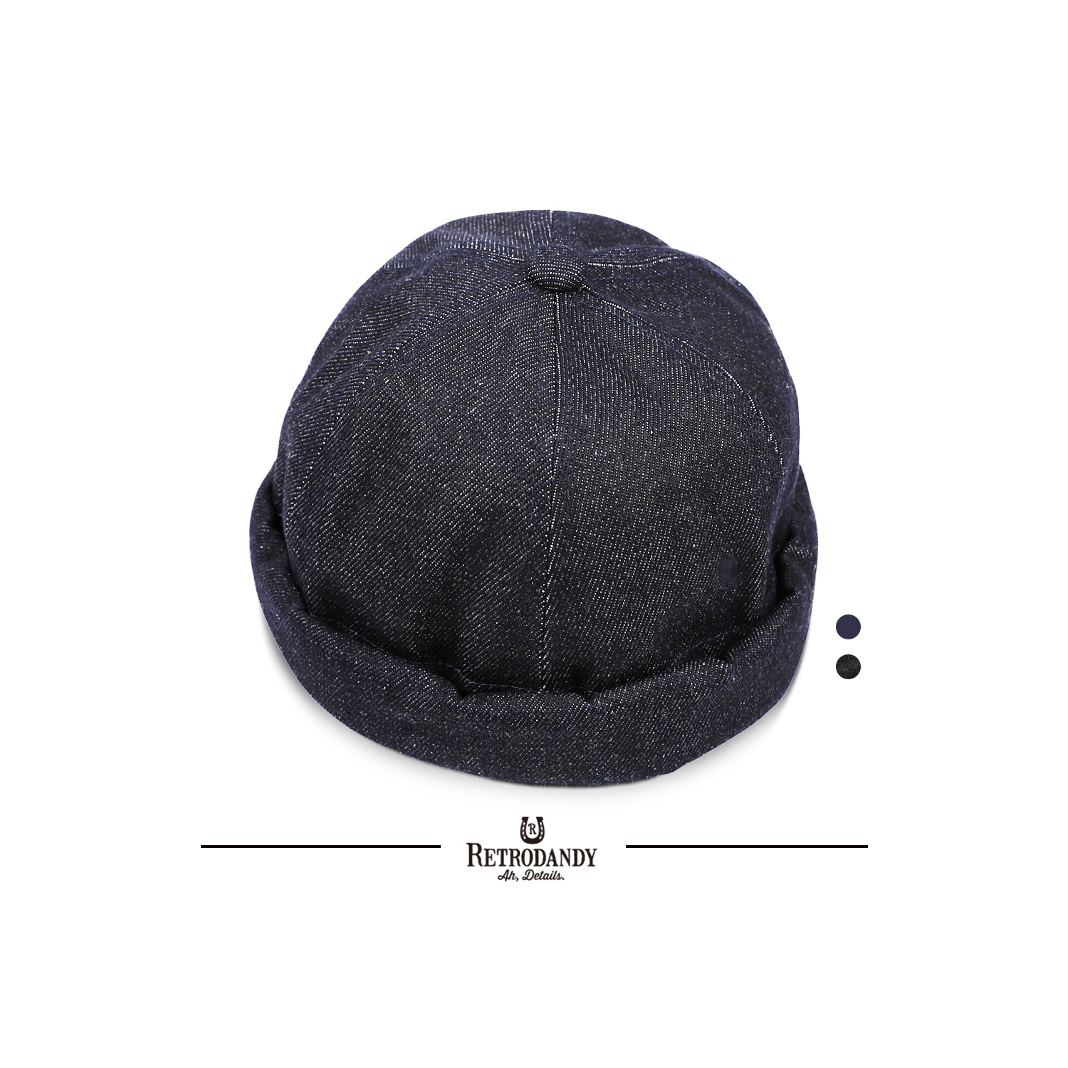 Retrodandy 经典斜纹布水兵帽气意大利小牛皮调节环百搭透气
