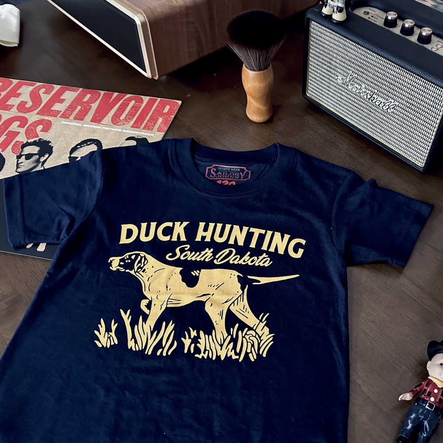 33oz SAILOR JOHNNY 美式复古童装卡通印花T恤夏季猎犬圆领短袖