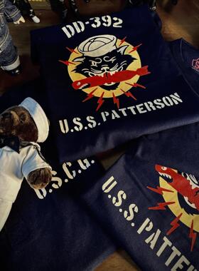 33oz SAILOR JOHNNY美式复古重磅纯棉三本针255g长袖亨利领T恤