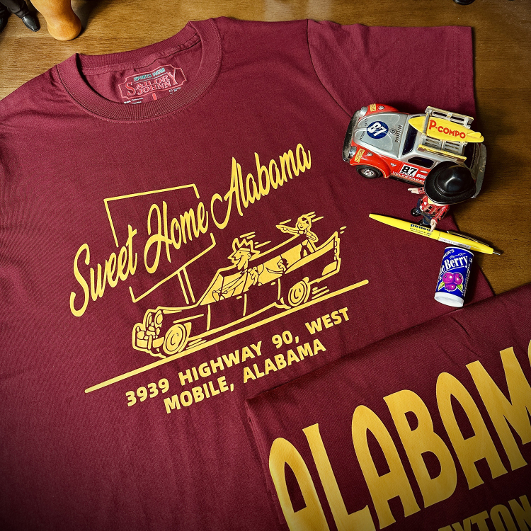 33oz SAILOR JOHNNY美式复古卡通印花酒红色纯棉210g短袖T恤休闲