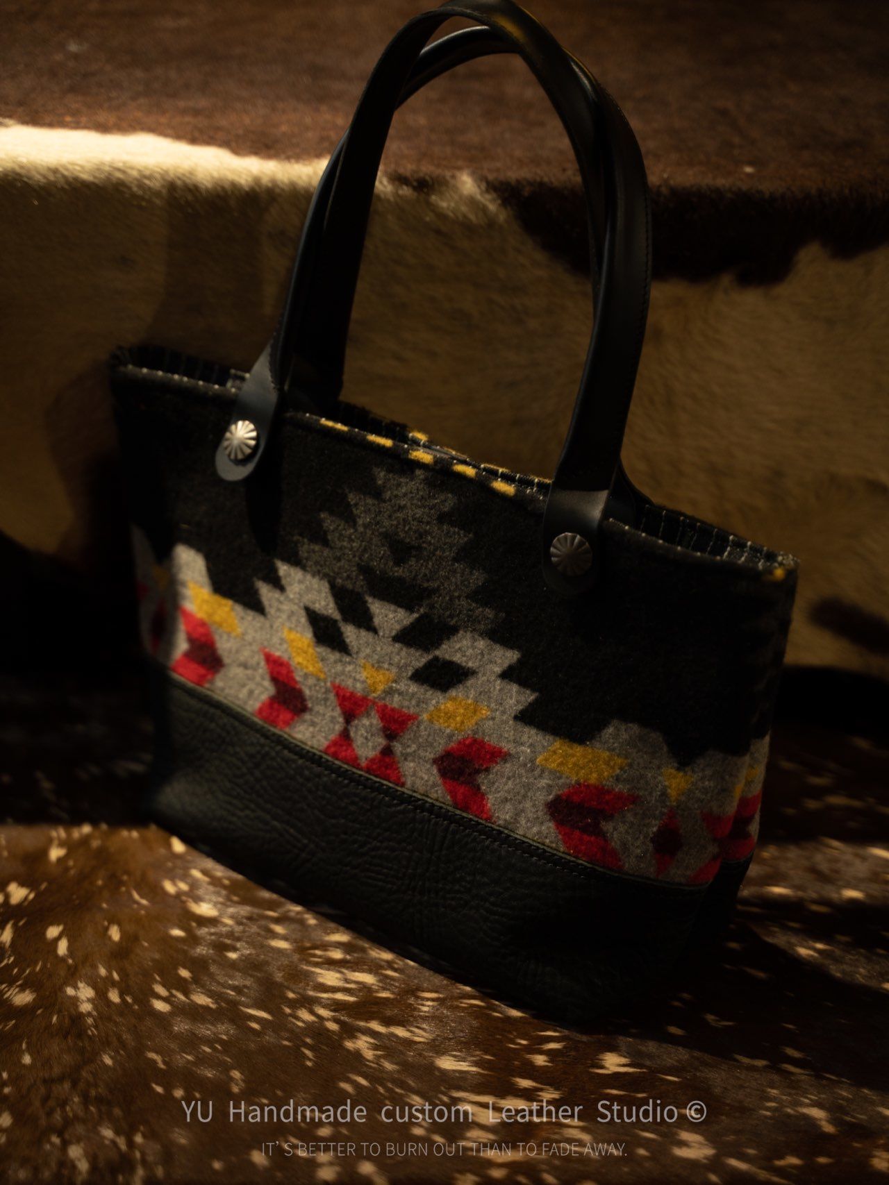 YULEATHER托特包印第安复古