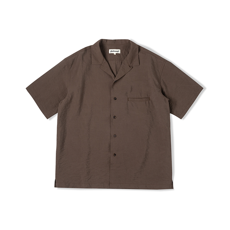 33oz NATIVEWELL Dry Silk干丝面料夏威夷翻领短袖衬衫自然褶皱