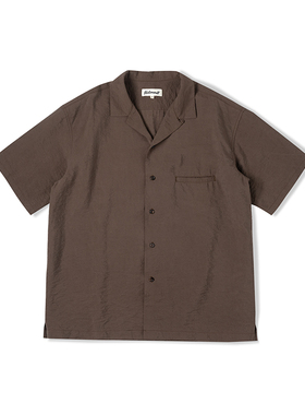 33oz NATIVEWELL Dry Silk干丝面料夏威夷翻领短袖衬衫自然褶皱