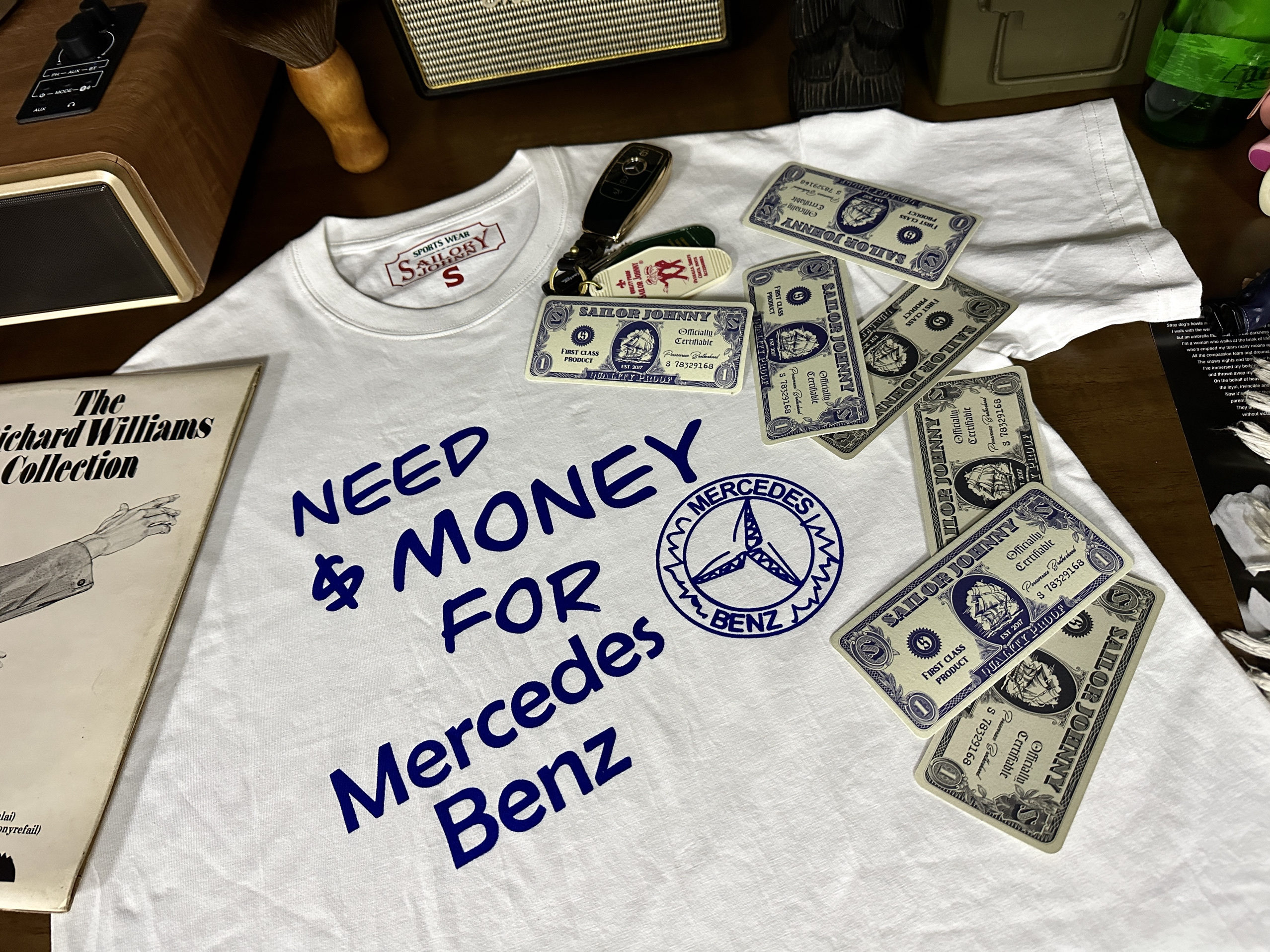 33oz SAILOR JOHNNY美式休闲重磅纯棉恶搞slogan字母印花短袖T恤