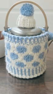 手工编织全羊毛线波点相泽工房茶壶专用壶衣保温套，不含壶，无底