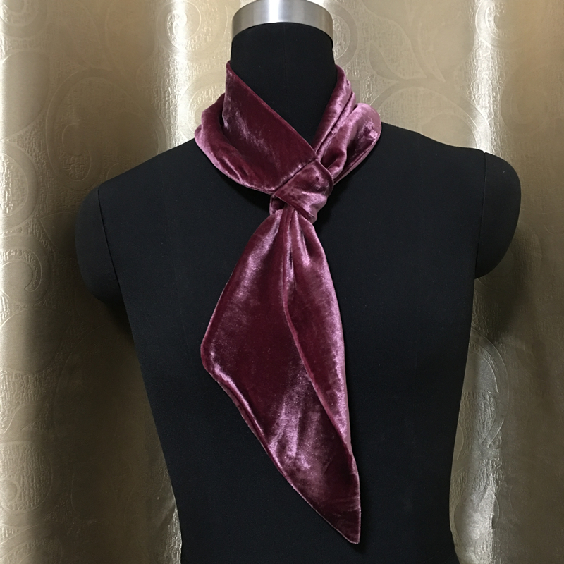 真丝绒围巾复古简约纯色时尚百搭