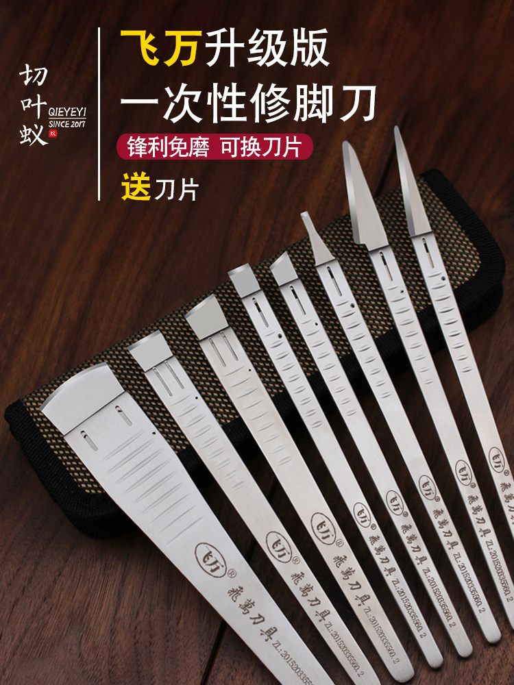 FEIWAN 일회용 페디큐어 나이프 블레이드 홀더 세트 전문 네일 그루브 기술자 도구 죽은 피부 굳은 살 발 마사지 가게